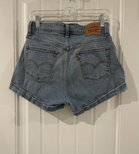 Levi  s Denim Shorts Women  s 29 Blue Cuffed Zip Fly High Rise Cutoff 2  Stretch