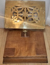 Edwardianischer Messing Messbuchständer Kirche Evangelium Bibel Buchständer Holzsockel Wappen 