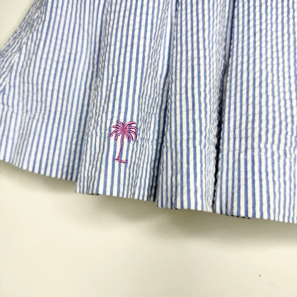 Minifalda Lilly Pulitzer Seersucker azul a rayas plisada talla 0 Summer Resort Foto 3 de 4