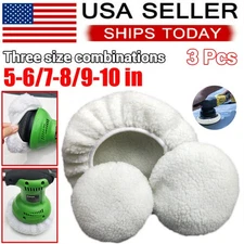 3 Pcs Polishing Bonnet Buffer Pads Soft Wool For 5-6" 7-8" 9-10" Car Polisher US