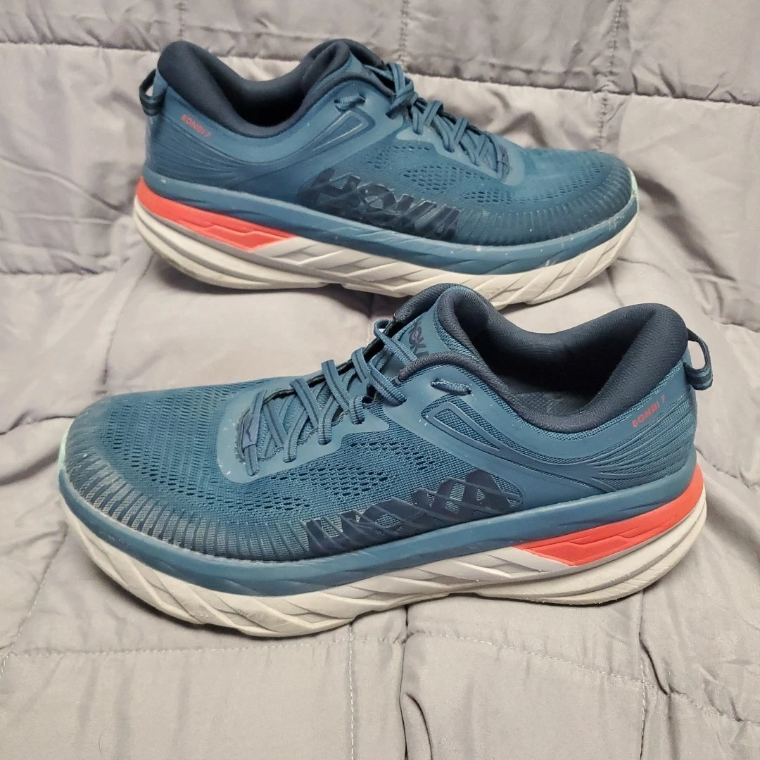 Hoka One One Bondi 7 Men\'s Sz 11.5 Wide Teal Blue Running Shoes with Mint Accent Hoka Men main image 3