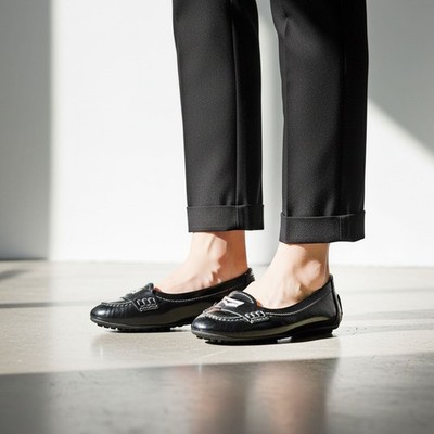 Tod s Gommino Slipper Loafer Damen 36 US 6 Schwarz Leder Flachschuhe Italy