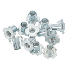 12 Pcs M10 T-Nuts, Zinc Plated Steel 4-Pronged Tee Blind Nut 16 mm Length