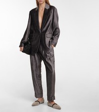  4K BRUNELLO CUCINELLI Gray Velvet Single-Breasted Blazer, Size 42 IT, M-L, NWT