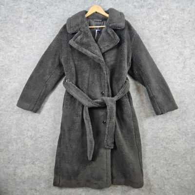 GAP Women's Long Sherpa Coat NEW NWT Terra Brown Size M Belted RETAIL $168  WARM