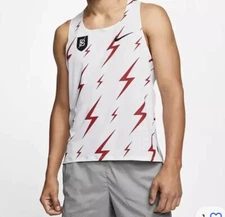 NIKE AEROSWIFT BOWERMAN TRACK CLUB MENS RUNNING SINGLET Sz S WHITE /RED NWT