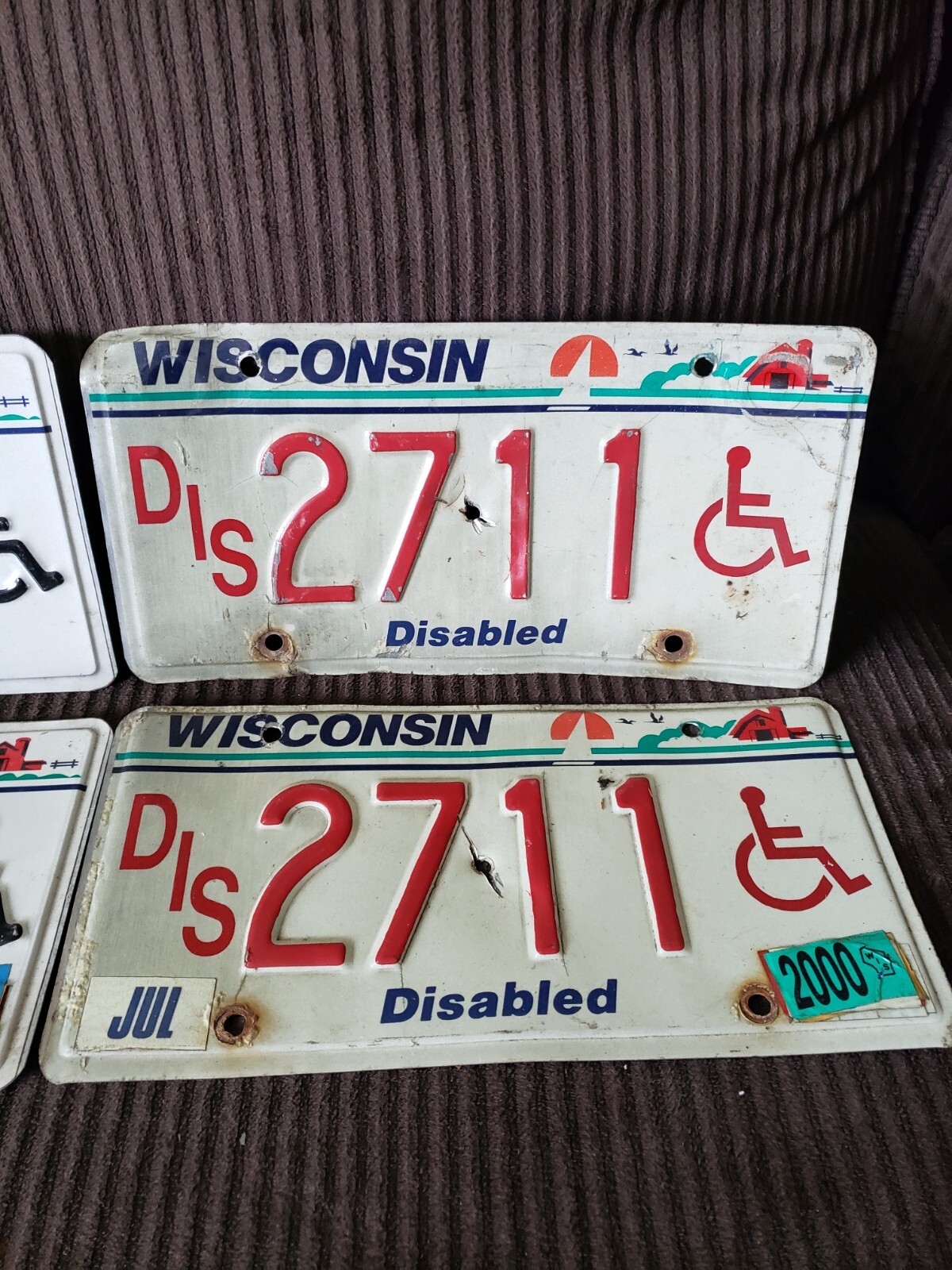 Lot x2 Pair Matching Set Wisconsin Disabled Handicap Wheelchair License