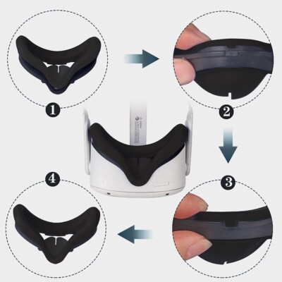1pc Durable Silicone Face Mask fits Oculus Quest 2 Easy to Clean VR Face Cushion