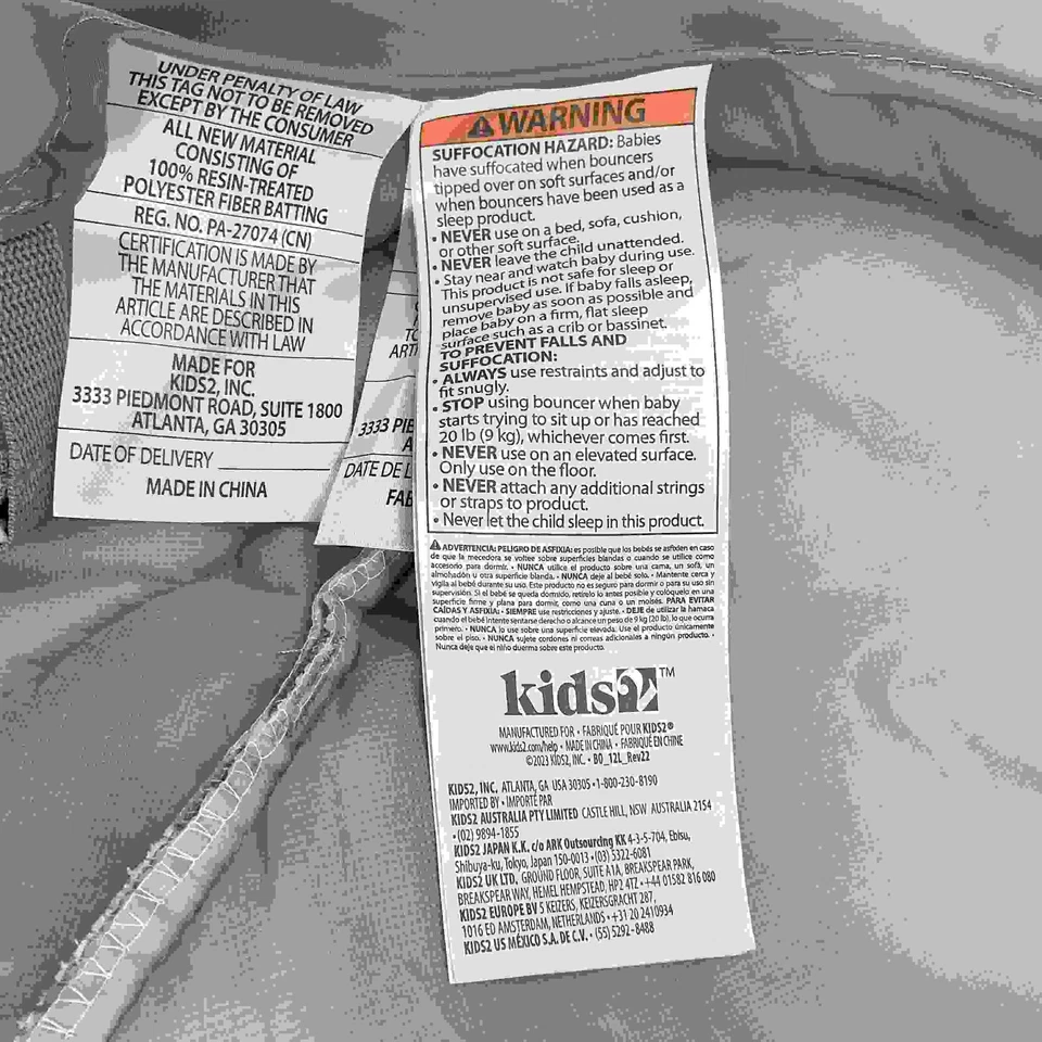 Cubierta de tela Ingenuity Smart Bounce Baby Bouncer Braden pieza de repuesto Foto 3 de 4