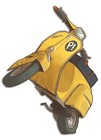 Yellow Vespa Lambretta bike decal wall art mural many size motorbike scooter