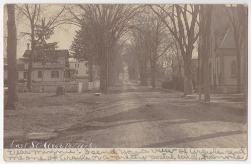 1906 Argyle, New York REAL PHOTO Residential Street Scene, Church, Old Postcard - 第 1/2 張圖片