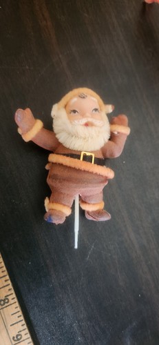 Adornos navideños vintage flocados ciervo reno Santa decoración navideña - Imagen 2 de 15