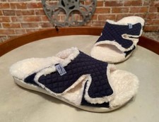 Spenco Navy Blue Orthotic Janie Adjustable Quilted Slipper Slide Sandal New