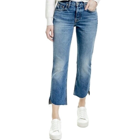 Jeans Donna GRLFRND Tatum A Vita Media, Dritti, Caviglia Cropped, Colore Turn Blue, Taglia 27