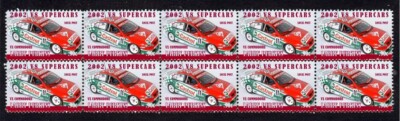 Larry Perkins Vx Commodore V8's Strip Of 10 Mint Stamps