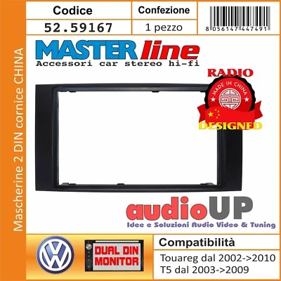 Mascherina Radio 2 DIN Volkswagen Touareg 2002-2010 + Cadre Stéréo CINESE - Photo 1/4