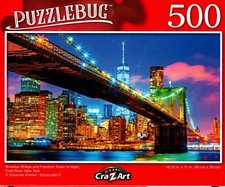 Brooklyn Bridge and Freedom Tower at Night - 500 Pieces Jigsaw Puzzle