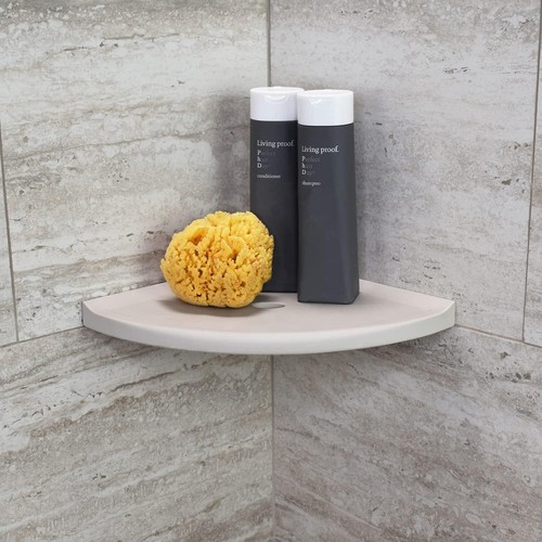 Questech Decor Corner Shower Shelf, Shower Shelf Tiled Walls 10" Matte Grey. S6 - Picture 2 of 8