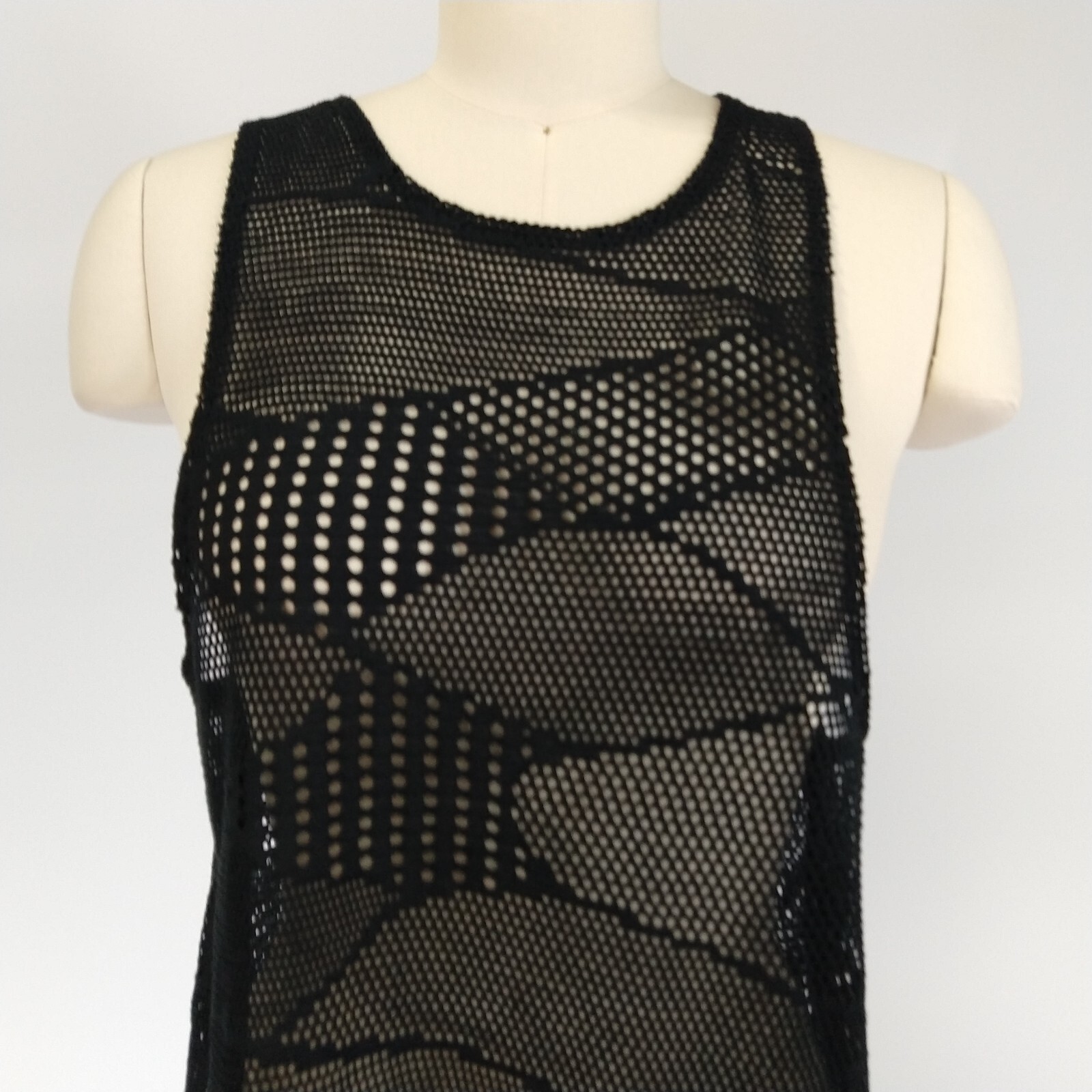 Miken Swim Cover Up Size S Dress Semi Sheer Round Neck Black Mesh ...