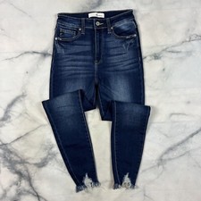 Kancan Maria High Rise Ankle Skinny Jeans Size 3/25 Dark Wash Chewed Hem KC7329D