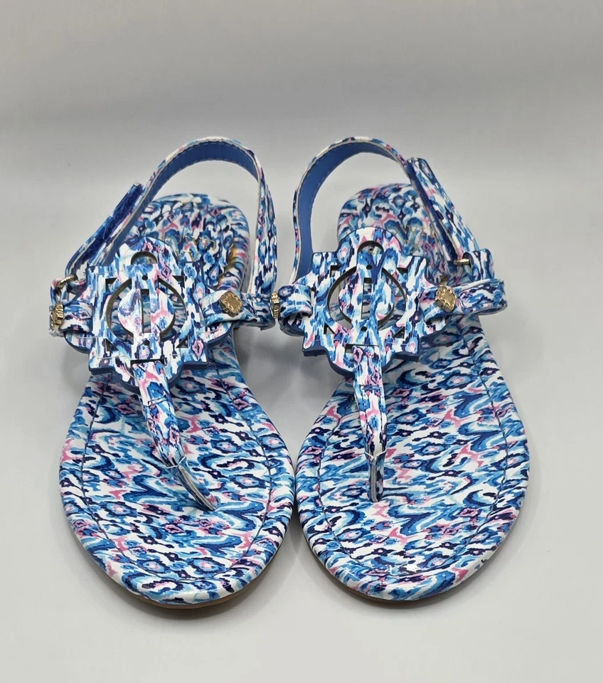 Sandalias para niñas talla 12 Paisley Wylie tanga azul y rosa corona e hiedra nuevas sin etiquetas Foto 2 de 4