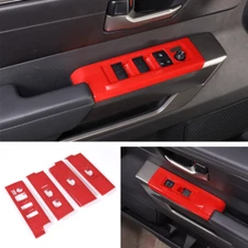 Bright red Window Switch Panel Frame Cover 4pcs For Toyota Sequoia 2023-2025