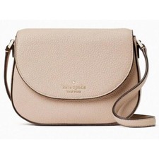 Kate Spade Leila Mini Flap Crossbody Bag Warm Beige Leather Purse WLR00396.