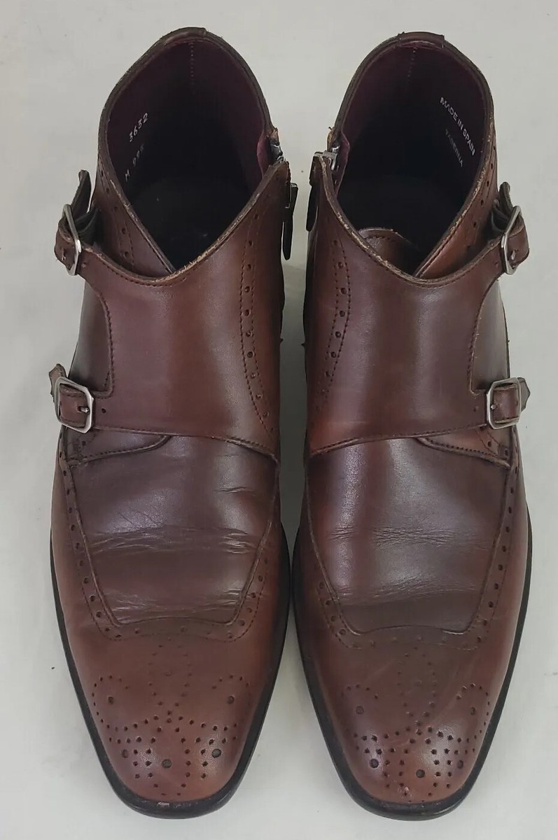 Mezlan Taberna Mens Brogue Dark Brown Double Monk Strap Zip Ankle