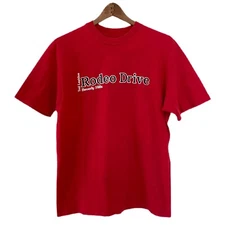 Vintage Ted Lapidus Rodeo Drive Shirt Mens XL Red Beverly Hills Los Angeles Tee