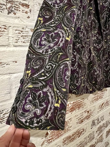 Talbots Velvet Blazer Jacket Purple Black Paisley Holiday Size 8 - Picture 5 of 15