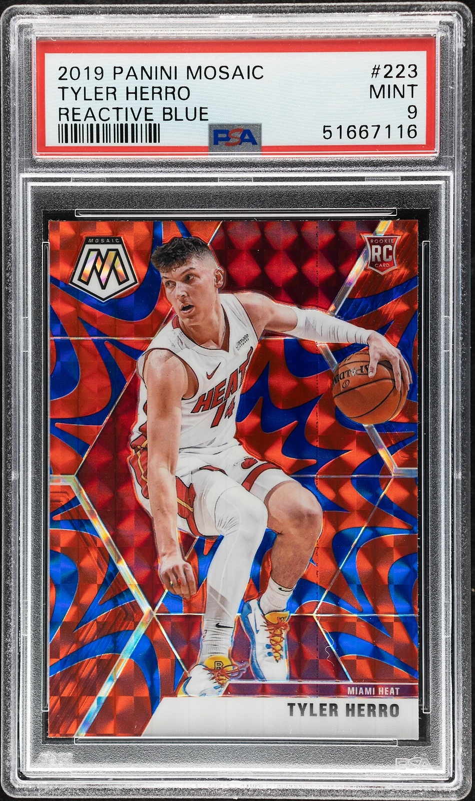 2019 Panini Mosaic #223 Tyler Herro Blue Reactive Mosaic PSA 9 Rookie RC