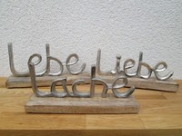 3 Er Aufsteller Schriftzug Lache Liebe Lebe Aus Mangoholz (11.90.-€ /StüCk)
