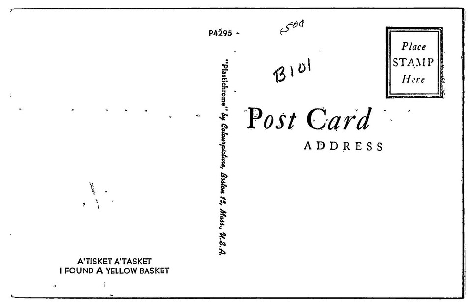 Postcard Cute Kitten A 'Tisket A 'Tasket I Found A Yellow Basket eBay