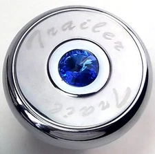 Trailer Parking Air Brake Knob Deluxe Screw-On Blue Jewel, Chrome Body