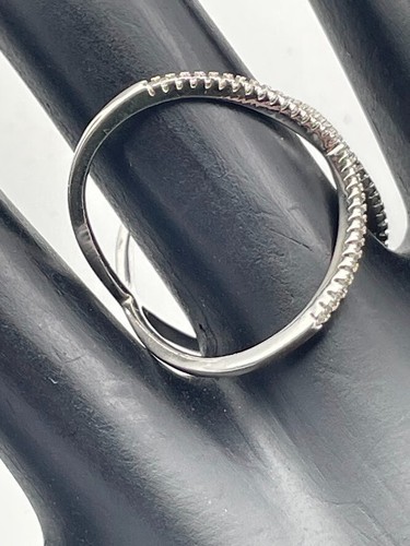 925 STERLING SILVER CZ X RING SIZE 8 MODERNIST DELICATE BOHO 107 - Picture 4 of 5