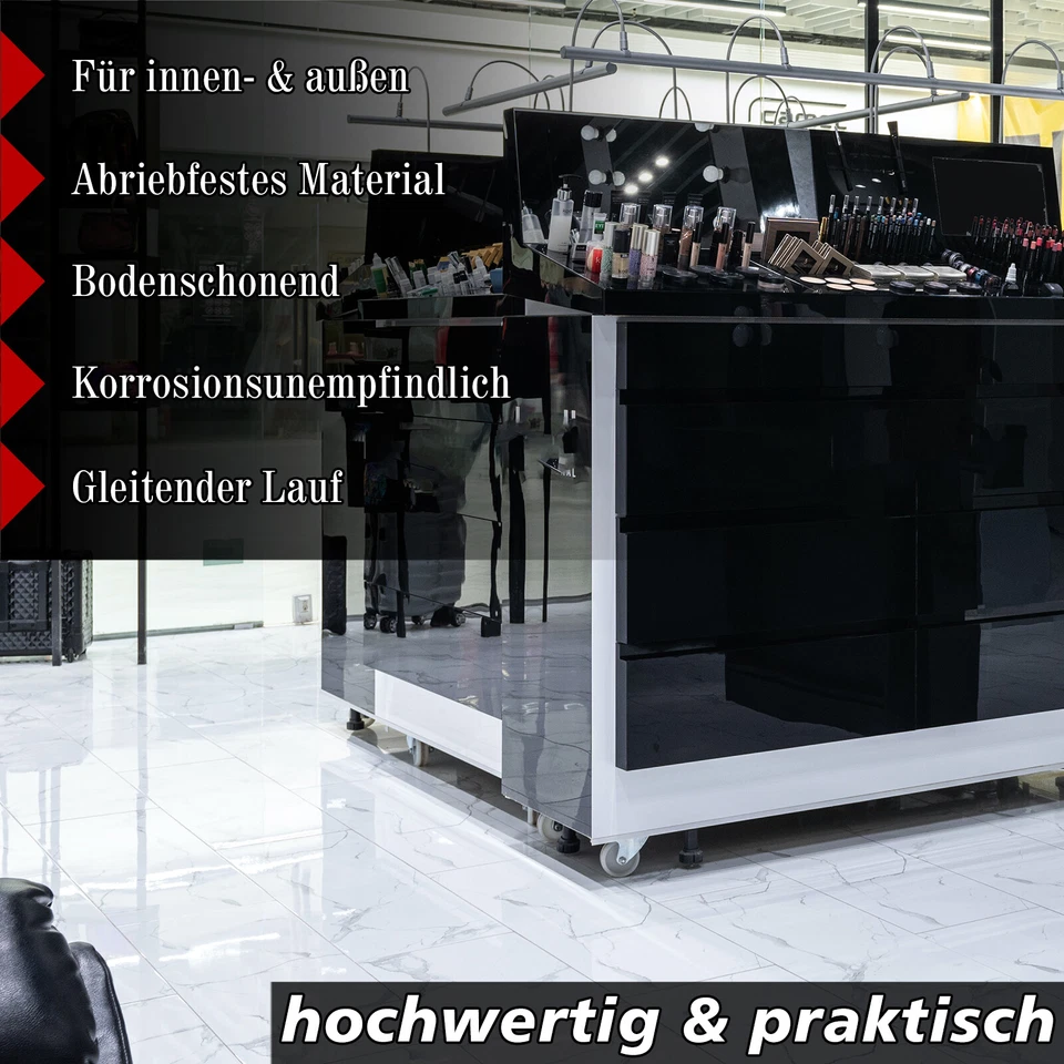 TRANSPORTROLLEN Lenkrollen mit BREMSE KUNSTSTOFF WEISS PP 75 100 125 mm Rolle - Bild 3 von 4