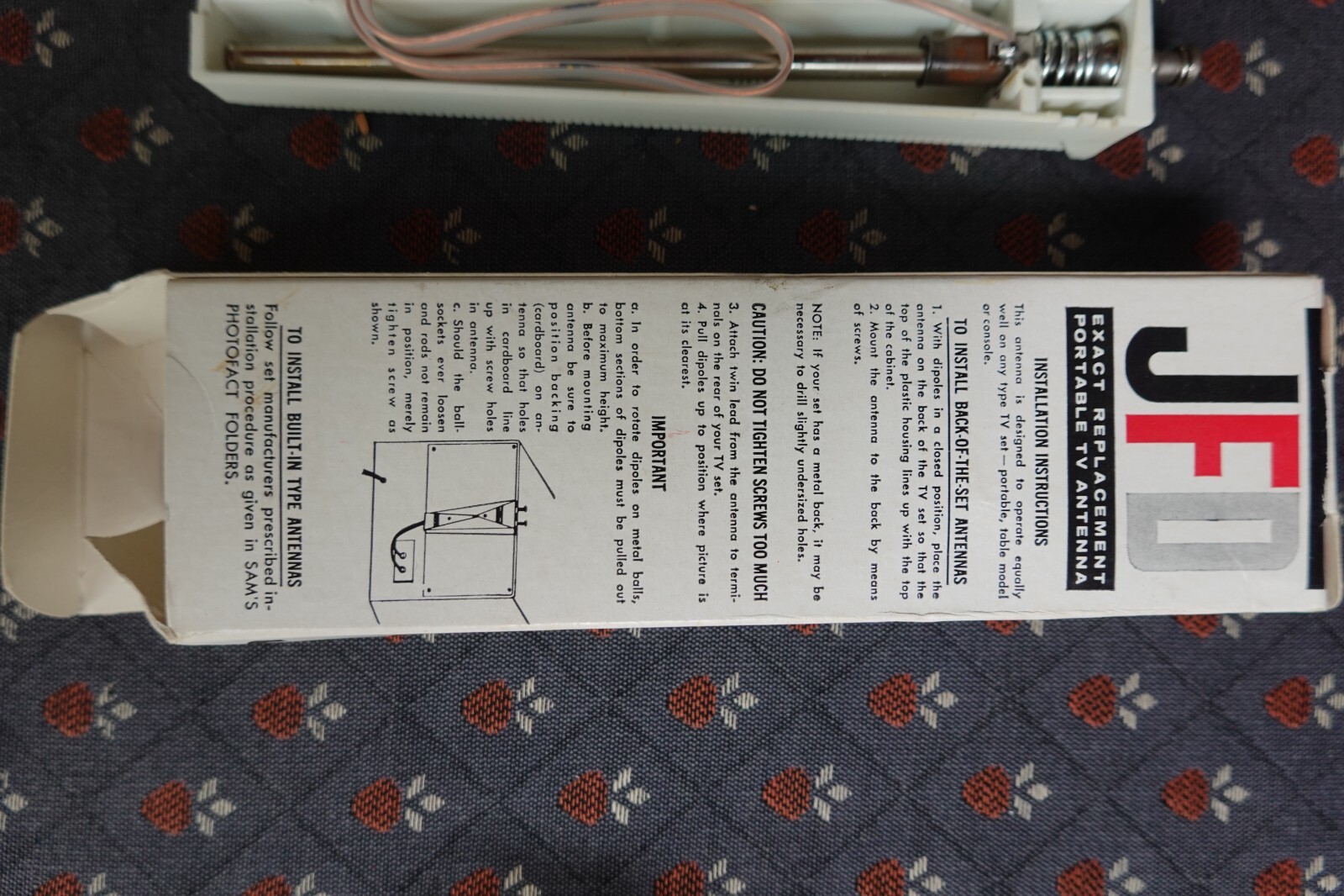 Jfd Rabbitears NOS JFD Exact Replacement TV Antenna TA359 IV Tips Rabbit Ears ...