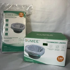 Commode Liners Oumee Approx 85 open box & 40 Super Absorbent Pads sealed package