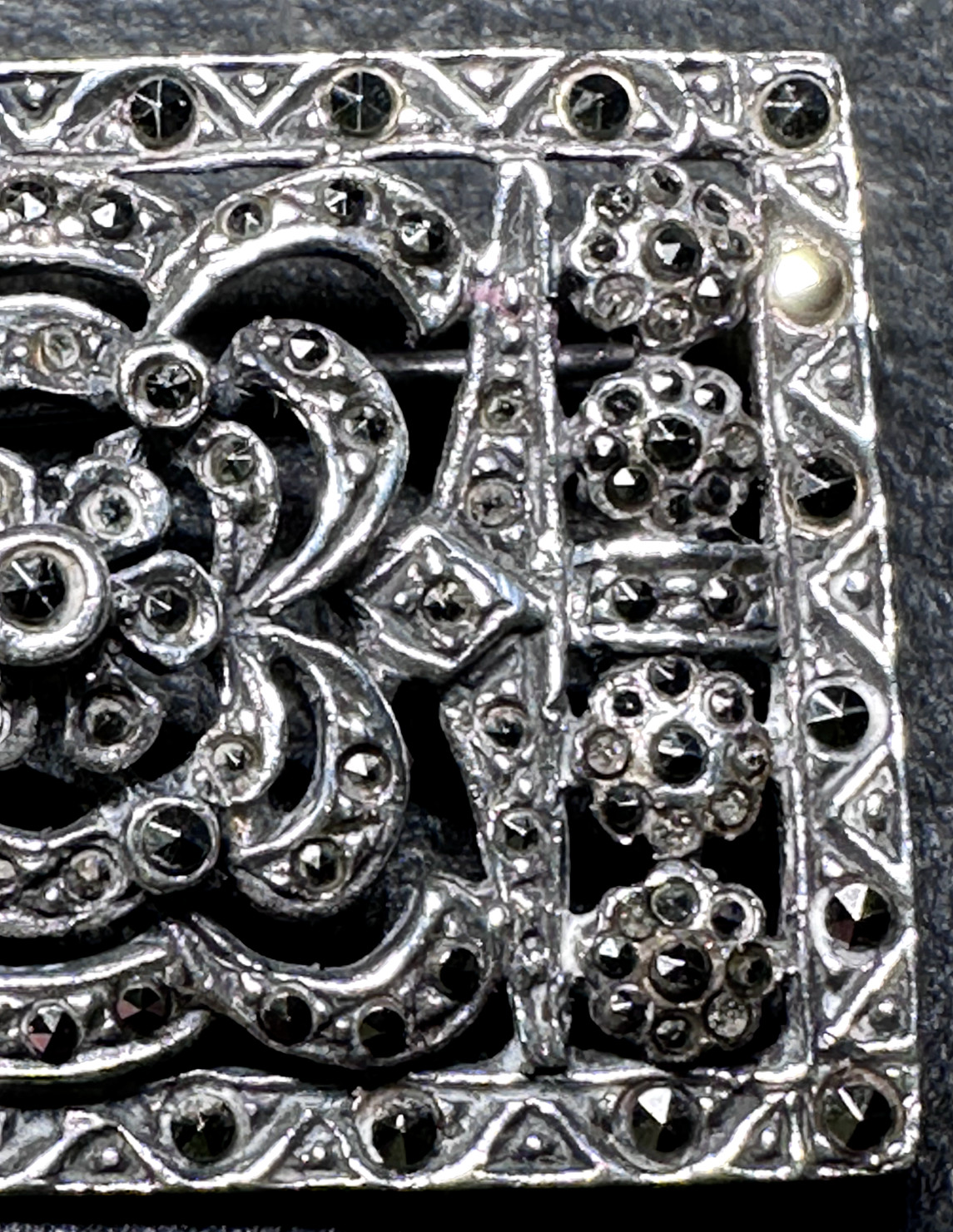SPARKLING ANTIQUE RECTANGULAR STERLING & MARCASIT… - image 9