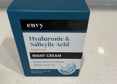 Envy Hyaluronic & Salicylic Acid Purifying Night Cream Hydrating 1.69oz NIB