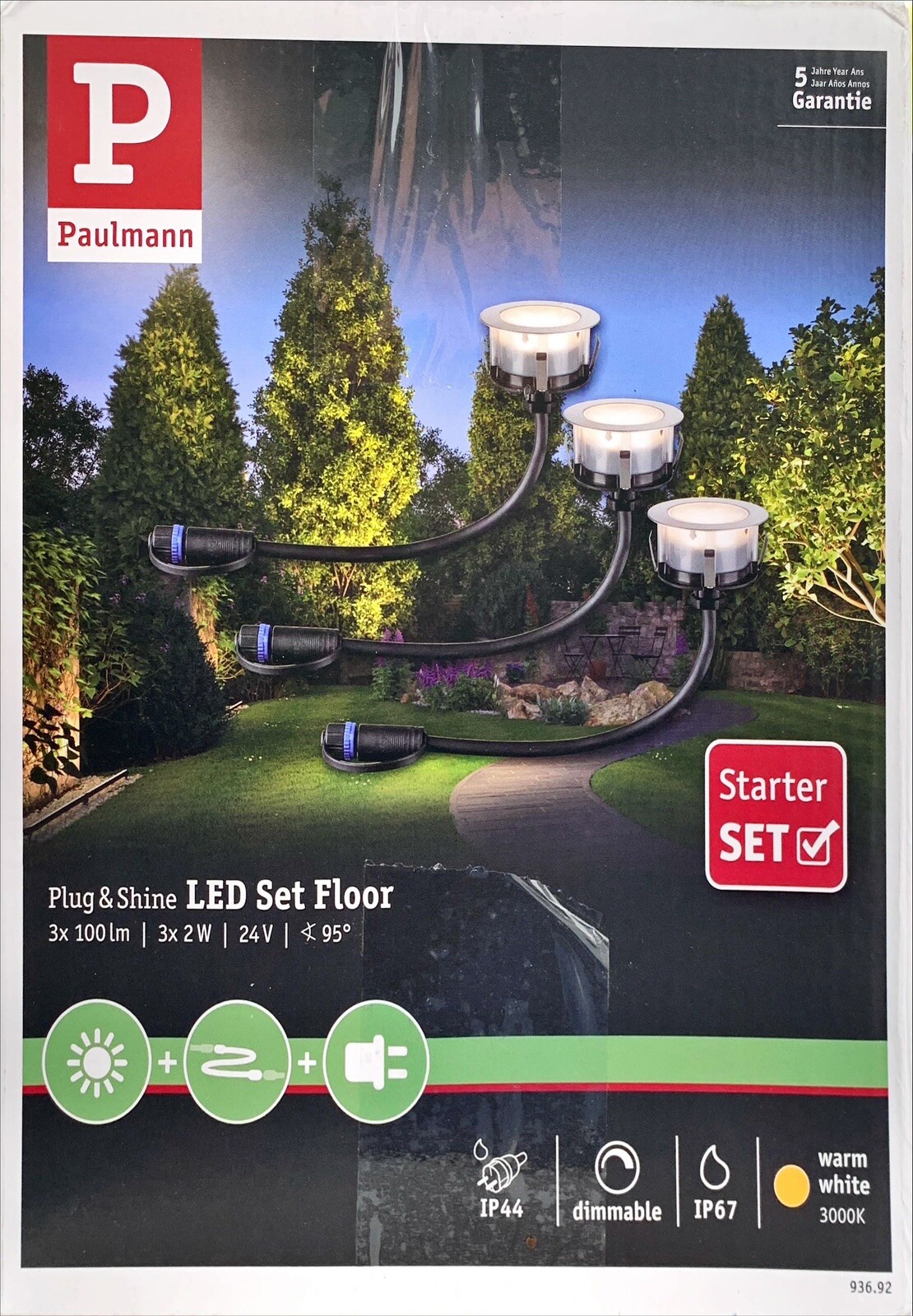 3 Stück Set Paulmann Plug & Shine LED Bodeneinbauleuchten Starterset IP65