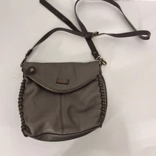 Chala Brown Pebbled Metallic Leather Crossbody Purse