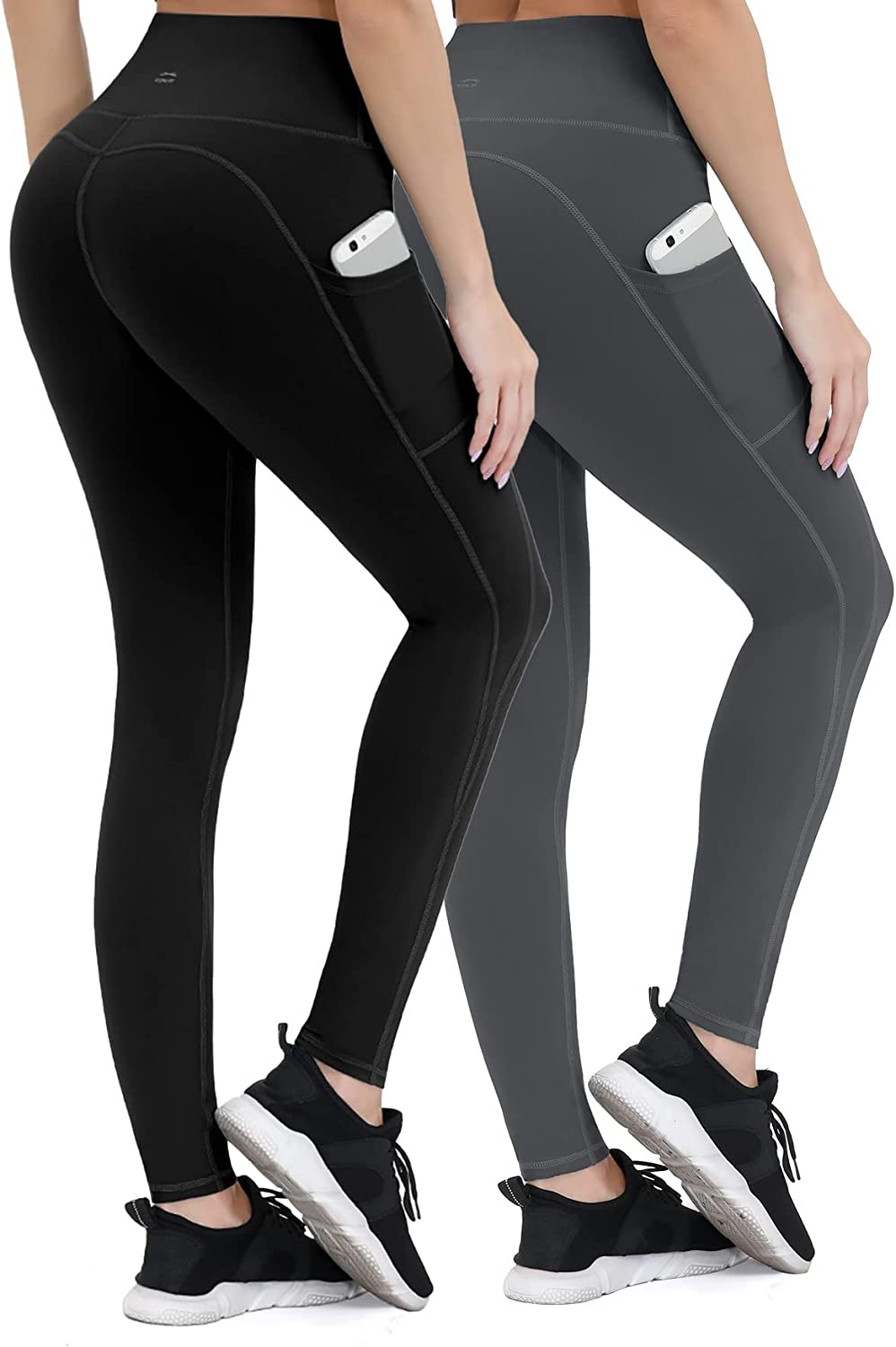 Anti-Nail Leggings for Women, Non-See-Through Yoga Pants with Phone Pockets, Tum
