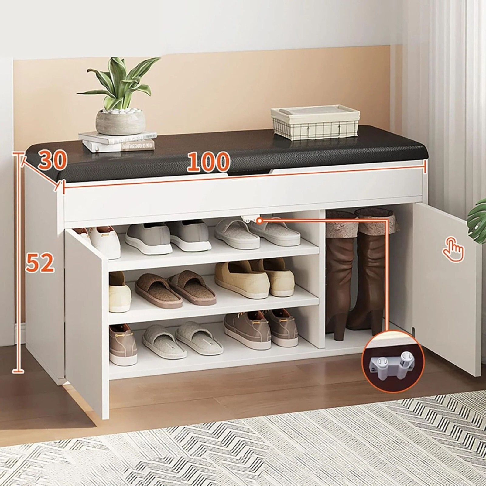 Panca Contenitore Scarpe Ingresso - Arredo Moderno 3 Livelli Legno