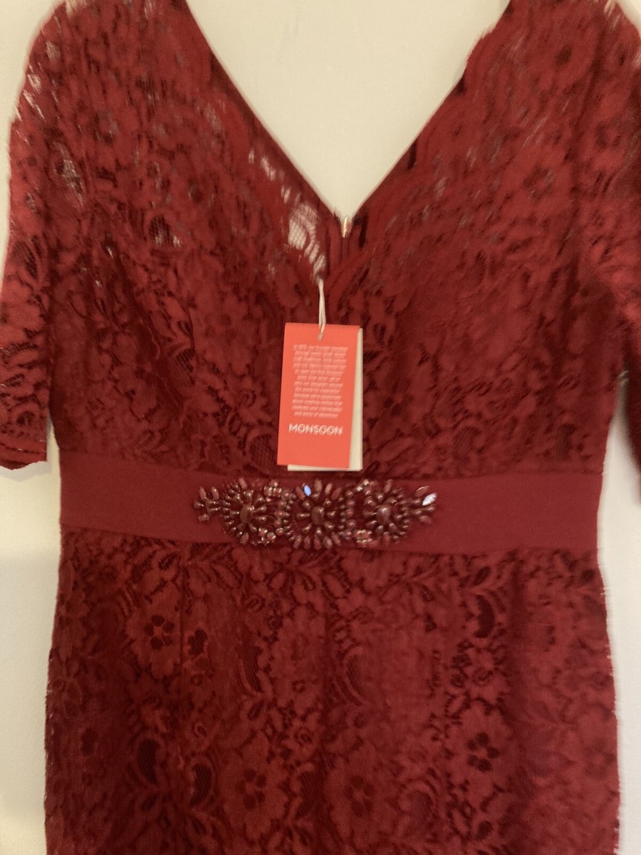 Monsoon Layla Red lace dress, size 12, middi, pencil shift dress | eBay Monsoon Layla Red lace dress, size 12, middi, pencil shift dress | eBay