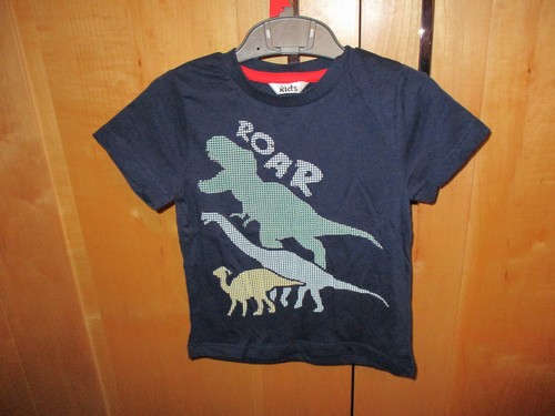 Baby Boy's Dinosaur T Shirt Navy Blue 18 - 24 Months Roar Raised Motif M&Co Kids - Picture 3 of 5