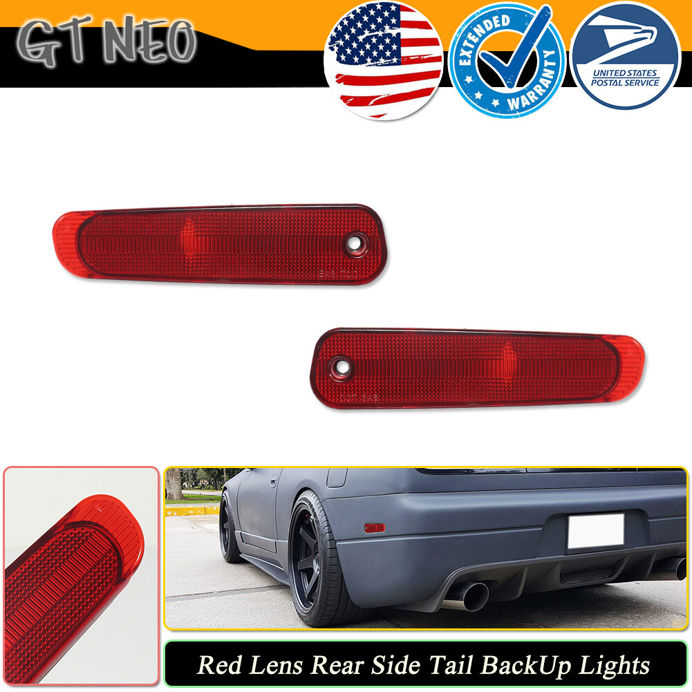 2x Red Lens Rear Bumper Signal Side Marker Lights For 1990-1996