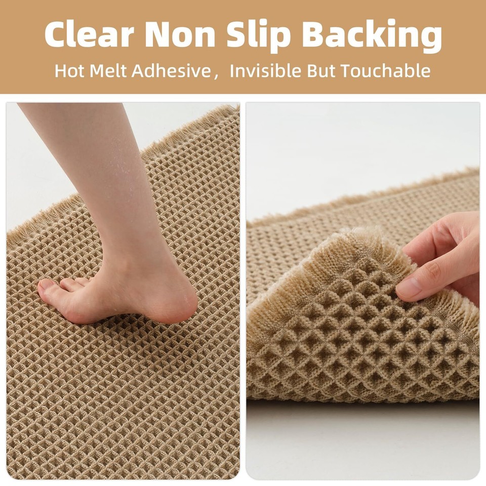 PADOOR Waffle KitchenRugs Sets of 2 Kitchen Rugs Non Slip Washable