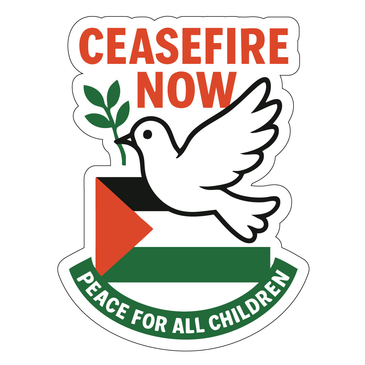Ceasefire Now Sticker Peace For All Children Decal For Gaza Israel War Advocacy
