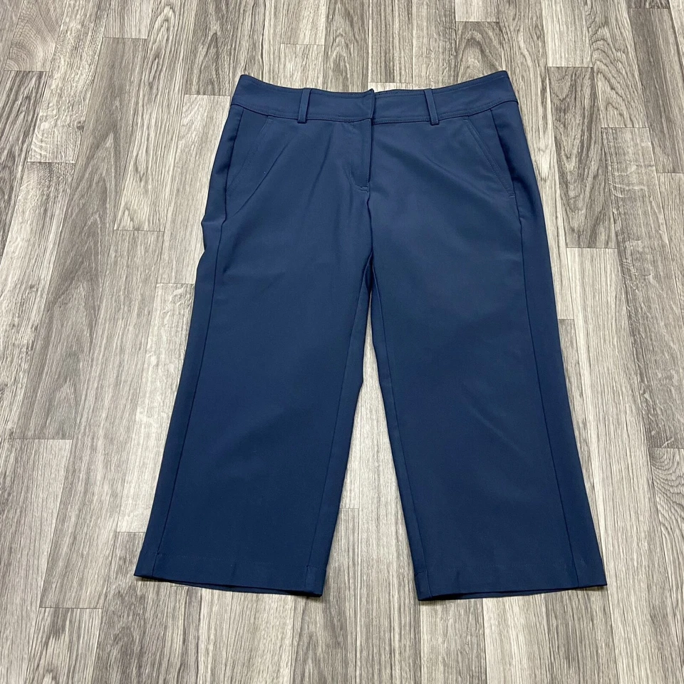 Pantalones capri PEBBLE BEACH Performance tiro bajo elásticos azules para mujer talla 4 Foto 3 de 4
